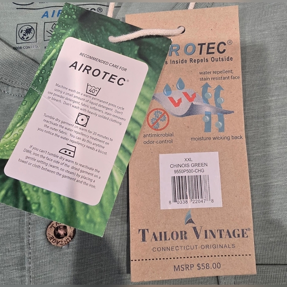 Tailor Vintage Men's Airotec Performance Polo Size XXL In Sage Green - Picture 4 of 7
